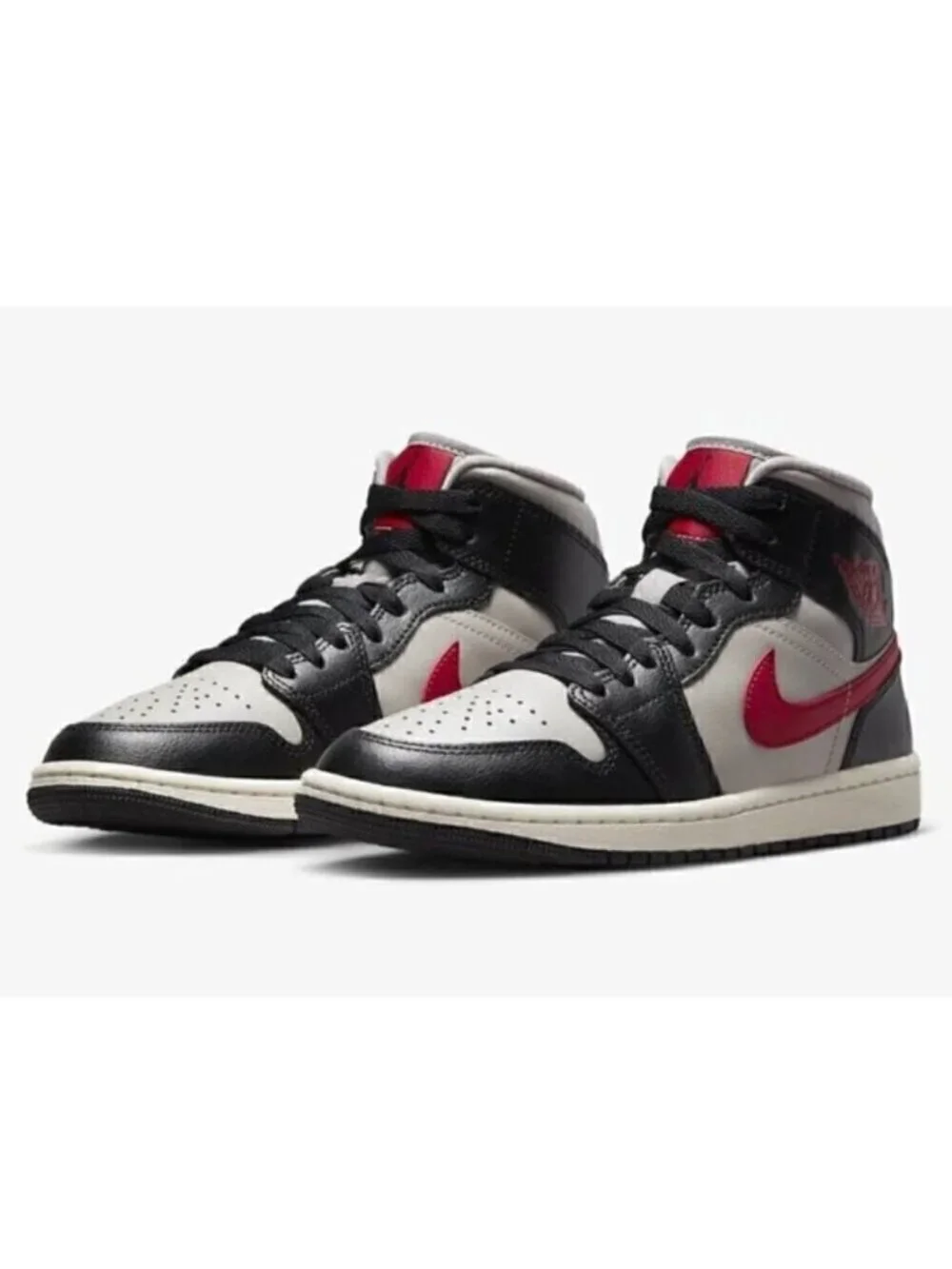 Air Jordan 1 Mid Black / Grey / Red Sneakers - 5.5US, BNIB